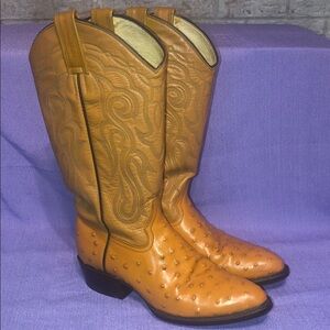 Used Caborca Ostrich Print Boots Size MX 26, Men’s 7.5, Women’s 9